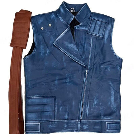 Jedi Survivor Distressed Leather Vest Jacket Cosplay Costume