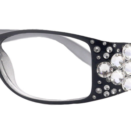 Merkel, (Bling) Diamond Crystal Bling Women Reading Glasses, Adorned w (Clear) Genuine European Crystals (Rectangular) NY Fifth Avenue.