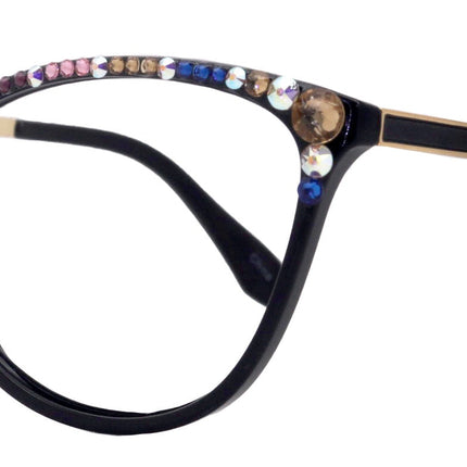 Cattitude Bling Reading Glasses 4 Women W Multi Color Genuine European Crystals, Magnifying Cat Eye  NY Fifth Avenue