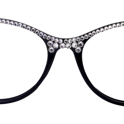 Cattitude Bling Reading Glasses 4 Women W Clear on Top Genuine European Crystals, Magnifying Cat Eye  NY Fifth Avenue