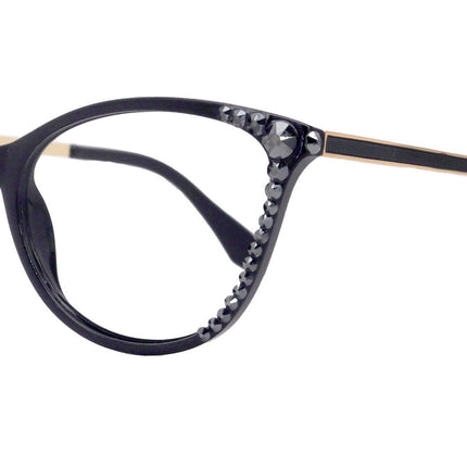 Cattitude Bling Reading Glasses 4 Women W Hematite Genuine European Crystals, Magnifying Cat Eye  NY Fifth Avenue