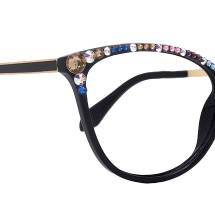 Cattitude Bling Reading Glasses 4 Women W Multi Color Genuine European Crystals, Magnifying Cat Eye  NY Fifth Avenue