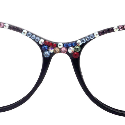Cattitude Bling Reading Glasses 4 Women W Multi Color Genuine European Crystals, Magnifying Cat Eye  NY Fifth Avenue