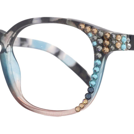 Havana, BLING (Blue Light Glasses) Reading, High End Readers, Magnifying (Sky Blue, Peach, Grey) (Square) (Computer Glasses) NY Fifth Avenue