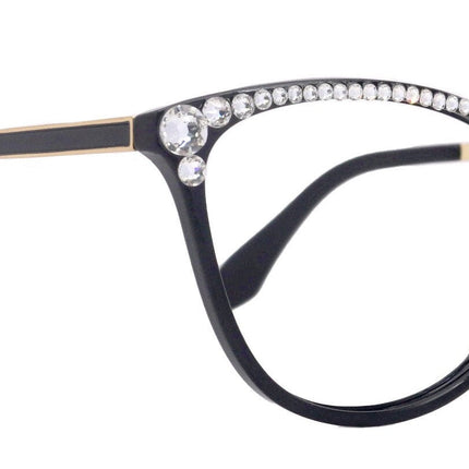 Cattitude Bling Reading Glasses 4 Women W Clear on Top Genuine European Crystals, Magnifying Cat Eye  NY Fifth Avenue