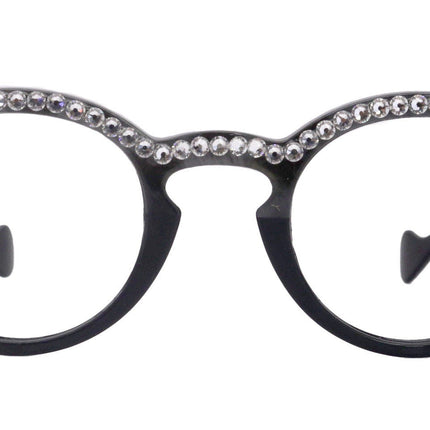 Orlando Bling Reading Glasses, W Full top Clear  European crystals, Magnifying Eyeglasses, (Black) (Round) NY Fifth Avenue