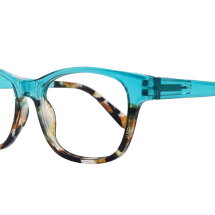 Dominique (Premium) Women Reading Glasses, High End Reader, Magnifying, Square Style (Green Tortoise Brown) Optical Frame. NY Fifth Avenue