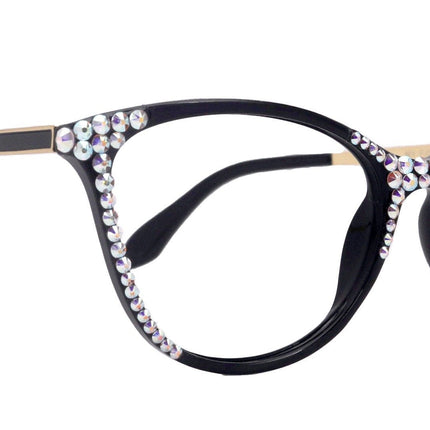 Cattitude Bling Reading Glasses 4 Women W AB Genuine European Crystals, Magnifying Cat Eye  NY Fifth Avenue
