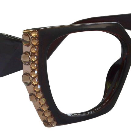 Córdoba Bling Line Bifocal OR Non-Bifocal Reading Glasses for Women, Adorned with Genuine European Crystals square NY Fifth Avenue