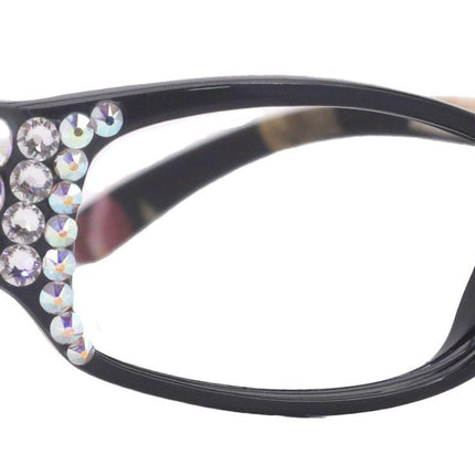Rosie Bling Reading Glasses Women W (Clear) Genuine European Crystals (Black) NY Fifth Avenue