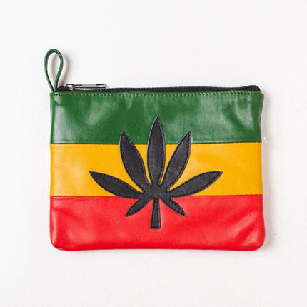 Rastah Color Themed Leather Bag with Medical Herb 420 Leaf Symbol| Perfect Gift for Stoner Friends!
