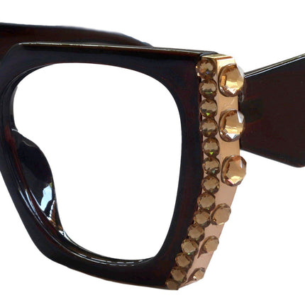 Córdoba Bling Line Bifocal OR Non-Bifocal Reading Glasses for Women, Adorned with Genuine European Crystals square NY Fifth Avenue