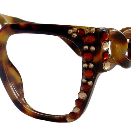 Belleville, Bling Line Bifocal OR Non-Bifocal Reading Glasses, Women Readers, W European crystals, Square optical Frames