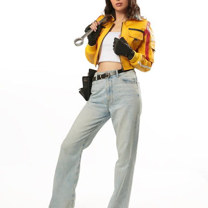 Handmade FF XV Cindy Aurum Yellow Hammer Head Full Service Station Cosplay Jacket Handcrafted by Ox and Bulls