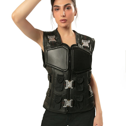 Handmade  Blade Wesley Snipes Handmade Cosplay Leather Vest for Women