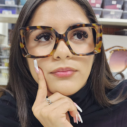 Penelope Tortoiseshell   Large Oversized Reading Glasses, Women Readers, High-End Reading Magnifying eyeglasses,  Big Square Optical Frames