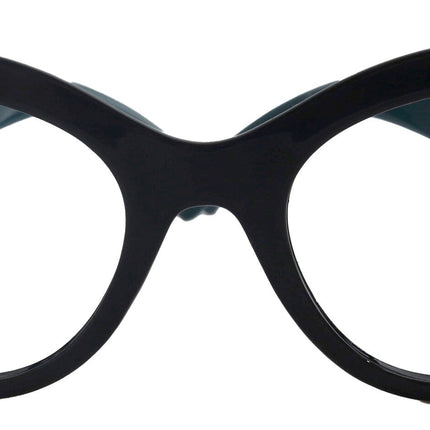 Athena's Fashion High-End Line Bifocal OR Non-Bifocal Black W Dark Green Reading Glasses Round Chic, Inspired by NY Fifth Avenue
