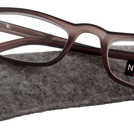 Morgan Premium Reading Glasses HighEnd Magnifying Readers, Transparent Brown Small Rectangular Frame, Inspired by NY Fifth Avenue Lower nose