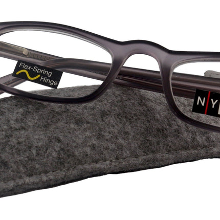 Morgan Premium Reading Glasses HighEnd Magnifying Readers, Transparent Grey Small Rectangular Frame, Inspired by NY Fifth Avenue Lower nose