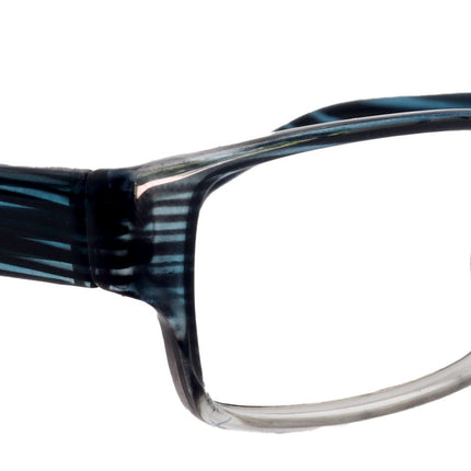 Logan Square Men's Unixes High-End Reading Glasses - Magnifying Readers, Transparent Blue, Rectangular Frame, Inspired by NY Fifth Avenue