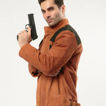 Handmade Han Solo Suede Brown Jacket handmade Cosplay Costume