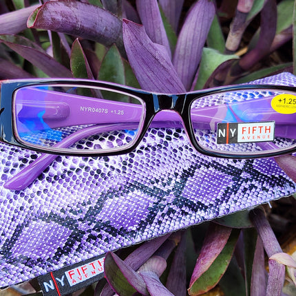The French (Fleur De  Lis) Bayonetta-style, rectangular High-End Women Reading Glasses Spring temple  Optical Frame  NY Fifth Avenue