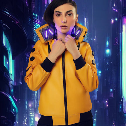 Judy's Yellow Cyberpunk 2077 Cosplay Jacket for Women Handcrafted by Ox and Bulls