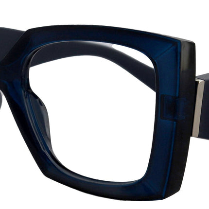 Penelope Large Oversized Reading Glasses, Women Readers, Fashion High-End BL w Bk,  Line Bifocal OR Non-Bifocal  Inspired by NY Fifth Avenue