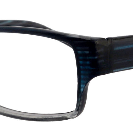 Logan Square Men's Unixes High-End Reading Glasses - Magnifying Readers, Transparent Blue, Rectangular Frame, Inspired by NY Fifth Avenue