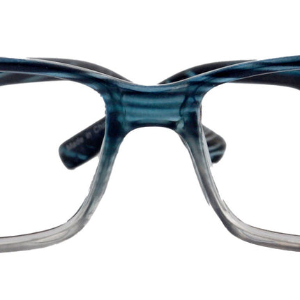 Logan Square Men's Unixes High-End Reading Glasses - Magnifying Readers, Transparent Blue, Rectangular Frame, Inspired by NY Fifth Avenue