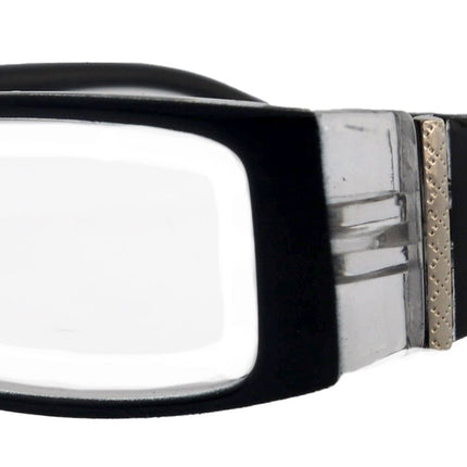 The French (Fleur De  Lis) Bayonetta-style, Black rectangular High-End Women Reading Glasses Spring temple  Optical Frame  NY Fifth Avenue
