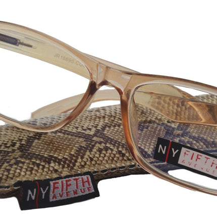 Sophie (Blue Light Glasses) (Blue Blocker) Reduce Eyestrain, A/R Anti Glare. +1.25..+3.00 Square (Transparent Brown ) NY Fifth Avenue.