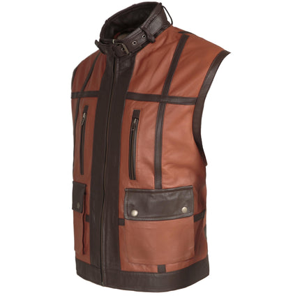 Brown Hunter's Collection Leather Vest Handcrafted by Ox and Bulls Leather