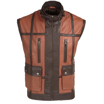 Brown Hunter's Collection Leather Vest Handcrafted by Ox and Bulls Leather