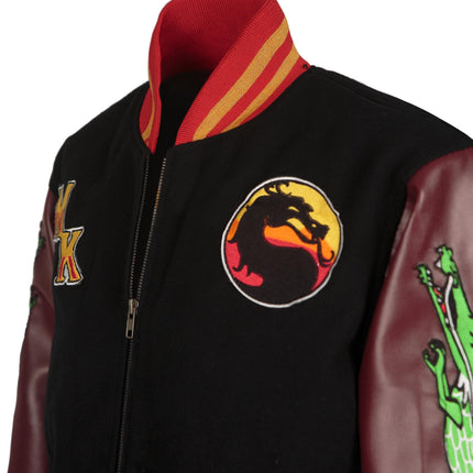 Handmade Custom made Mortal Combat Sub-zero and Scorpion Fighting Varsity Jacket with Brown Sleeves