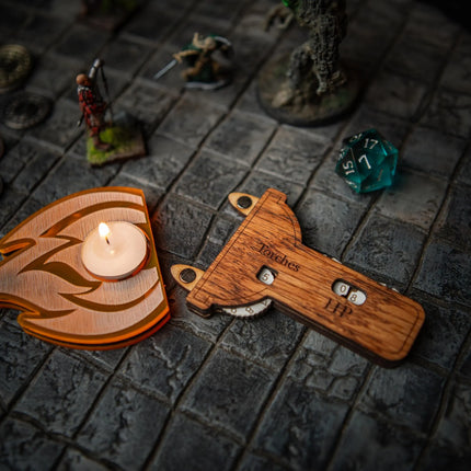 Shadowdark Torch and HP Tracker with Candle Holder