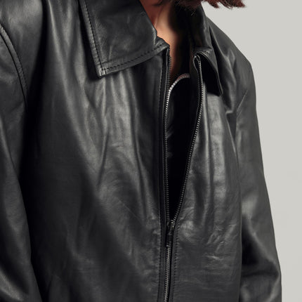 Oversized Baggy Women's Black Classic Bikers Jacket for Women's Retro Bomber Leather Jacket Handcrafted & Designed by Ox and Bulls