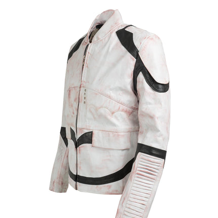 The Starwars StormTrooper Inspired White Leather Jacket Designed and Handcrafted by Ox and Bulls