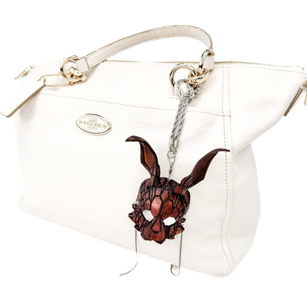 Graceful Bunny Leather Mini Mask – Handcrafted Charm for Rearview Mirrors, Handbags, Lanyards, Party Favors & More