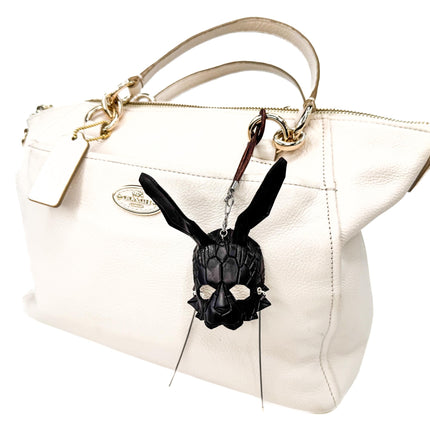 Geometric Bunny Leather Mini Mask – Handcrafted Charm for Rearview Mirrors, Handbags, Lanyards, Party Favors & More