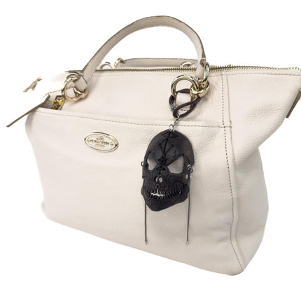 Menacing Skull Leather Mini Mask – Handcrafted Charm for Rearview Mirrors, Handbags, Lanyards, Party Favors & More