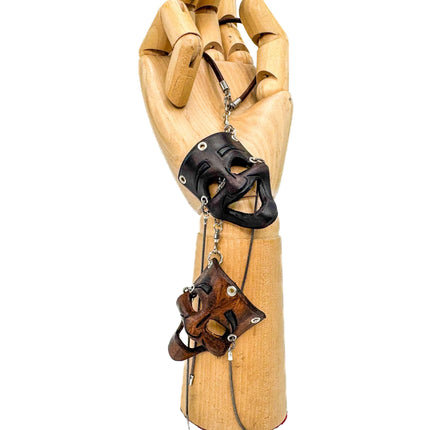 Olde Theatre Leather Mini Mask – Handcrafted Charm for Rearview Mirrors, Handbags, Lanyards, Party Favors & More
