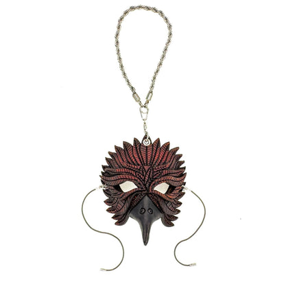 Elegant Raven Leather Mini Mask – Handcrafted Charm for Rearview Mirrors, Handbags, Lanyards, Party Favors & More