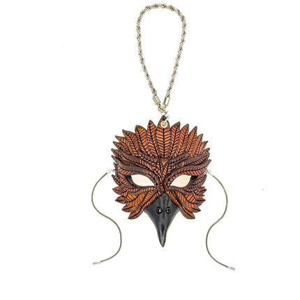 Elegant Raven Leather Mini Mask – Handcrafted Charm for Rearview Mirrors, Handbags, Lanyards, Party Favors & More