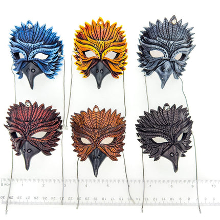 Elegant Raven Leather Mini Mask – Handcrafted Charm for Rearview Mirrors, Handbags, Lanyards, Party Favors & More
