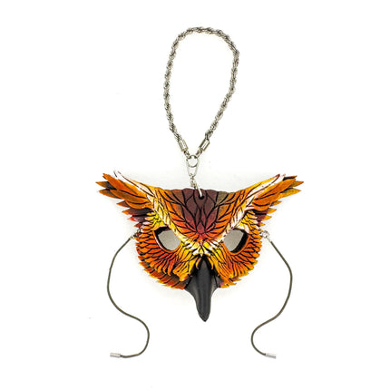 Wise Owl Leather Mini Mask – Handcrafted Charm for Rearview Mirrors, Handbags, Lanyards, Party Favors & More