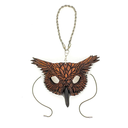 Wise Owl Leather Mini Mask – Handcrafted Charm for Rearview Mirrors, Handbags, Lanyards, Party Favors & More