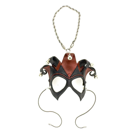 Court Jester - 5 Point Leather Mini Mask – Handcrafted Charm for Rearview Mirrors, Handbags, Lanyards, Party Favors & More