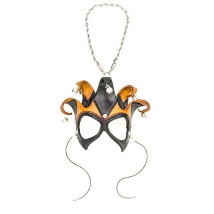 Court Jester - 5 Point Leather Mini Mask – Handcrafted Charm for Rearview Mirrors, Handbags, Lanyards, Party Favors & More