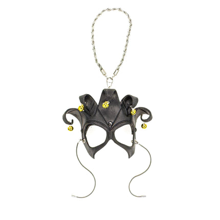 Court Jester - 5 Point Leather Mini Mask – Handcrafted Charm for Rearview Mirrors, Handbags, Lanyards, Party Favors & More